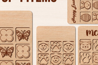 Σετ των 2 Intra απο ξύλο plywood 3mm-4mm πάχος – Πακέτο αρχείου κοπής λέιζερ παιχνιδιών Tic Tac Toe Δίασταση  20x20 cm INTRAFABR-29029715