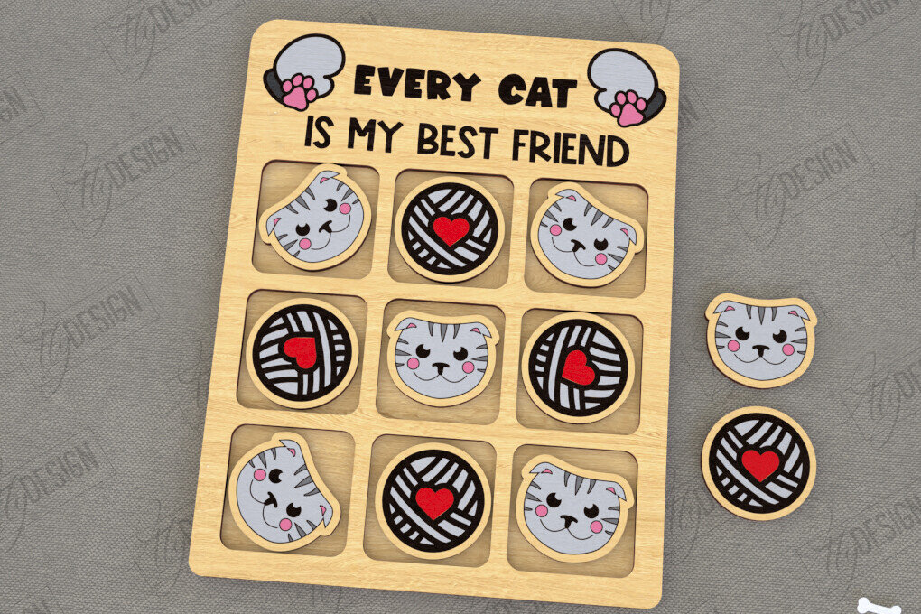 Σετ των 2 Intra απο ξύλο plywood 3mm-4mm πάχος – Tic Tac Toe | Νότες και Σταυροί | Κατοικίδια Δίασταση  20x20 cm INTRAFABR-119473692