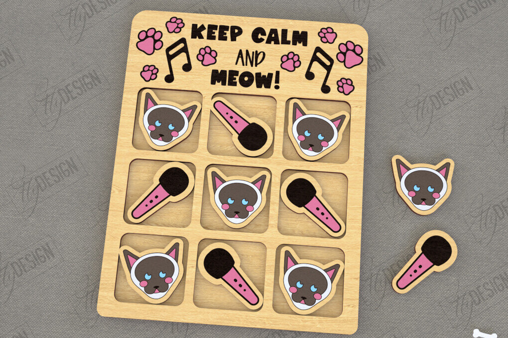 Σετ των 2 Intra απο ξύλο plywood 3mm-4mm πάχος – Tic Tac Toe | Νότες και Σταυροί | Κατοικίδια Δίασταση  20x20 cm INTRAFABR-119473667