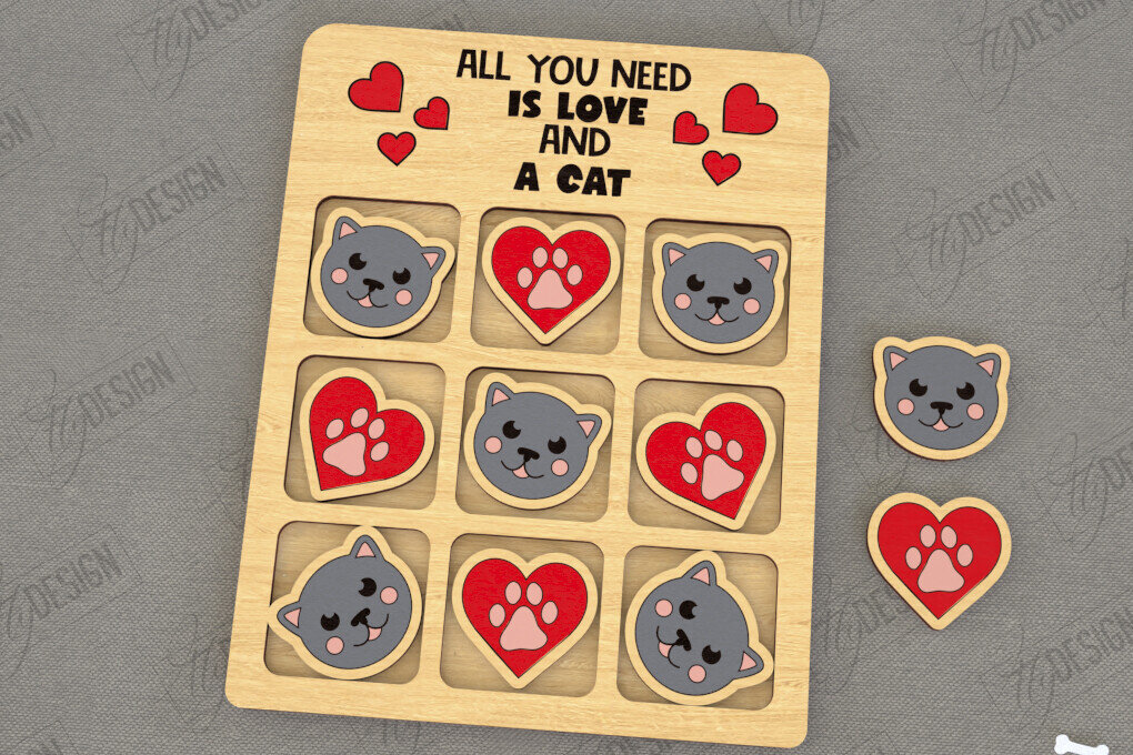 Σετ των 2 Intra απο ξύλο plywood 3mm-4mm πάχος – Tic Tac Toe | Νότες και Σταυροί | Κατοικίδια Δίασταση  20x20 cm INTRAFABR-119473669