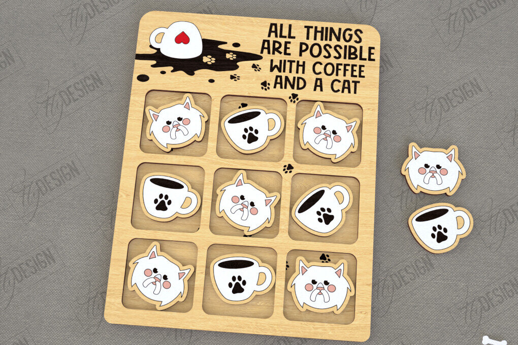 Σετ των 2 Intra απο ξύλο plywood 3mm-4mm πάχος – Tic Tac Toe | Νότες και Σταυροί | Κατοικίδια Δίασταση  20x20 cm INTRAFABR-119473676