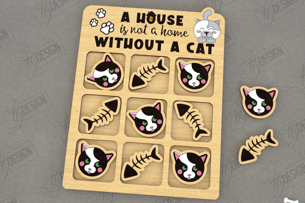 Σετ των 2 Intra απο ξύλο plywood 3mm-4mm πάχος – Tic Tac Toe | Νότες και Σταυροί | Κατοικίδια Δίασταση  20x20 cm INTRAFABR-119473688