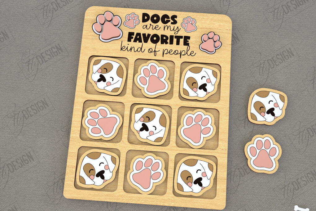 Σετ των 2 Intra απο ξύλο plywood 3mm-4mm πάχος – Tic Tac Toe | Νότες και Σταυροί | Κατοικίδια Δίασταση  20x20 cm INTRAFABR-119190961