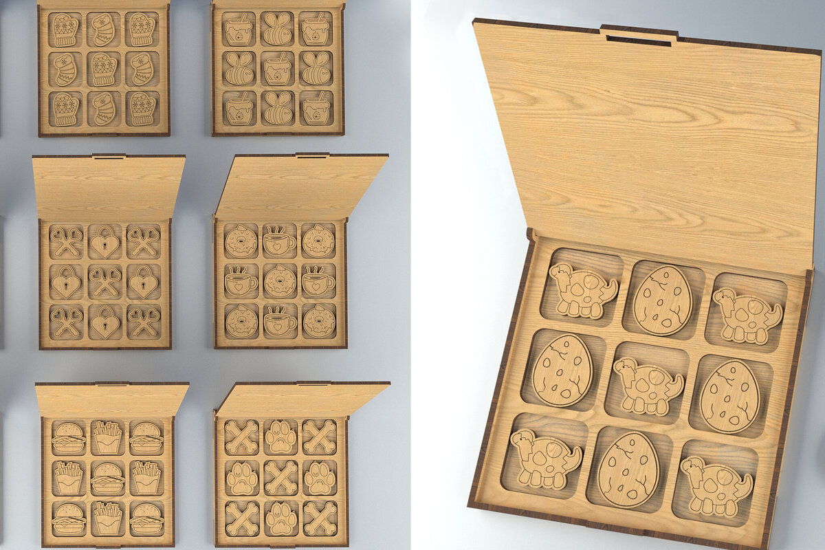 Σετ των 2 Intra απο ξύλο plywood 3mm-4mm πάχος – Πακέτο Set Toe Tic Tac. Δίασταση  20x20 cm INTRAFABR-82306469