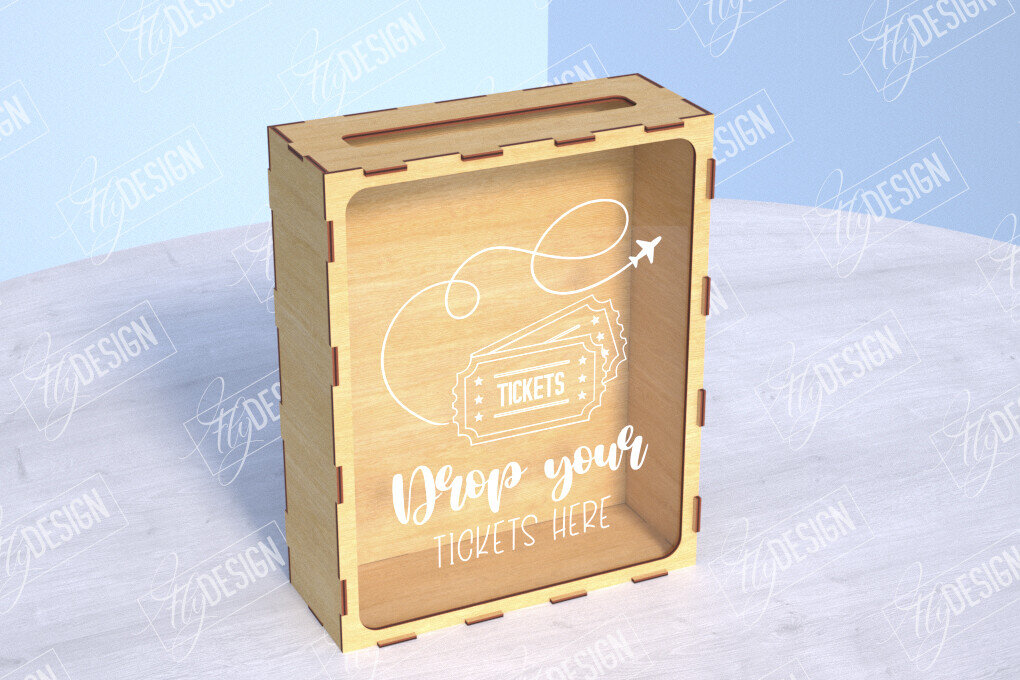 Σετ των 2 Intra απο ξύλο plywood 3mm-4mm πάχος – Ticket Stub Memory Box | Αγαπημένη στιγμή Δίασταση  20x20 cm INTRAFABR-104003879