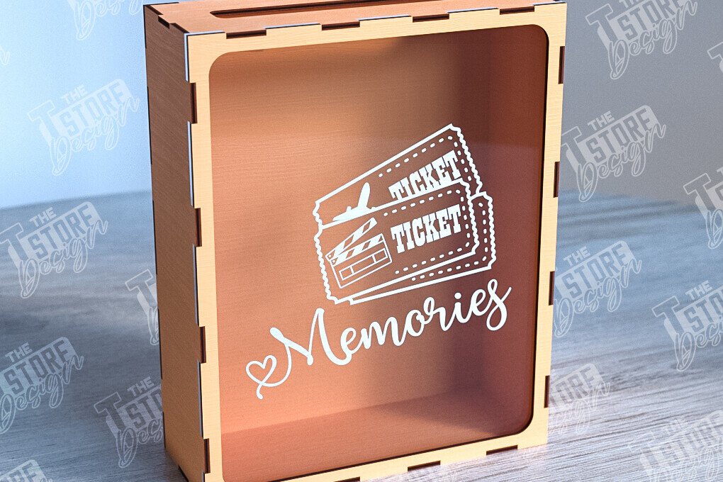 Σετ των 2 Intra απο ξύλο plywood 3mm-4mm πάχος – Ticket Stub Memory Box | Αγαπημένη στιγμή Δίασταση  20x20 cm INTRAFABR-102241977
