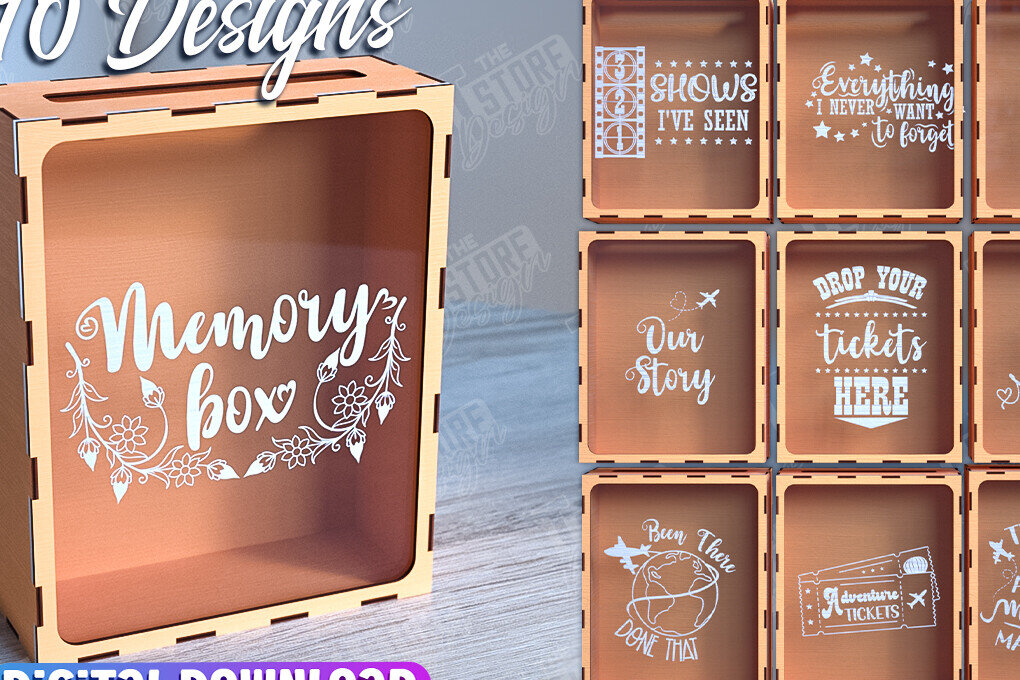 Σετ των 2 Intra απο ξύλο plywood 3mm-4mm πάχος – Ticket Stub Memory Box Πακέτο κοπής λέιζερ Δίασταση  20x20 cm INTRAFABR-102242832