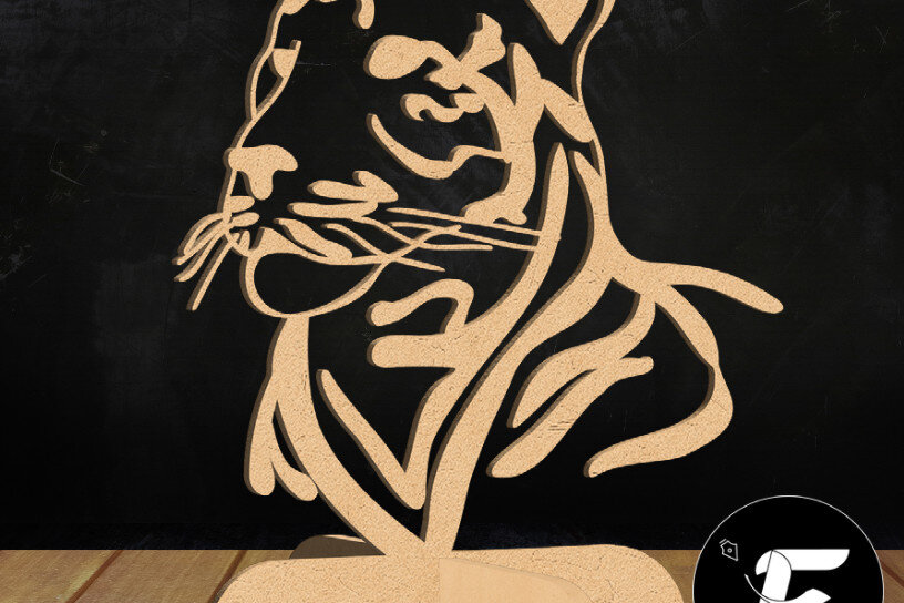 Σετ των 2 Intra απο ξύλο plywood 3mm-4mm πάχος – Τίγρη Δίασταση  20x20 cm INTRAFABR-22028204