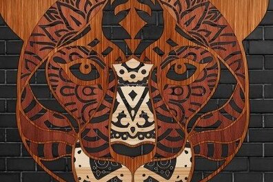 Σετ των 2 Intra απο ξύλο plywood 3mm-4mm πάχος – Χειροτεχνία προσώπου Tiger Δίασταση  20x20 cm INTRAFABR-32869232