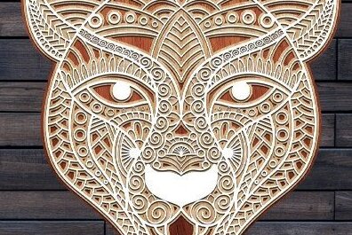 Σετ των 2 Intra απο ξύλο plywood 3mm-4mm πάχος – Χειροτεχνία προσώπου Tiger Δίασταση  20x20 cm INTRAFABR-33027840