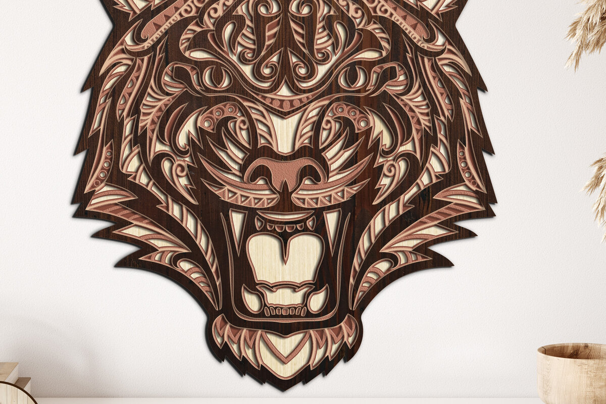 Σετ των 2 Intra απο ξύλο plywood 3mm-4mm πάχος – Αρχεία κοπής με λέιζερ πολλαπλών στρώσεων Tiger Δίασταση  20x20 cm INTRAFABR-19915769