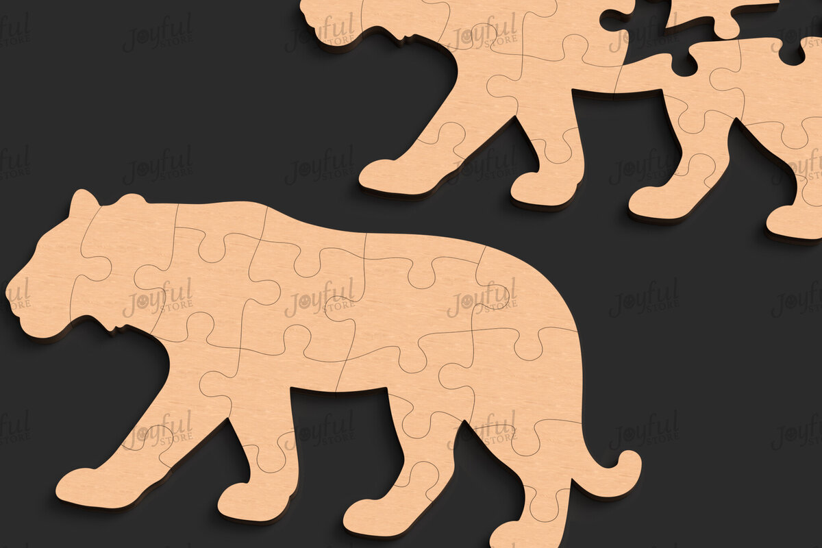 Σετ των 2 Intra απο ξύλο plywood 3mm-4mm πάχος – Σετ παιχνιδιών Tiger Puzzle για παιδιά Δίασταση  20x20 cm INTRAFABR-123421317