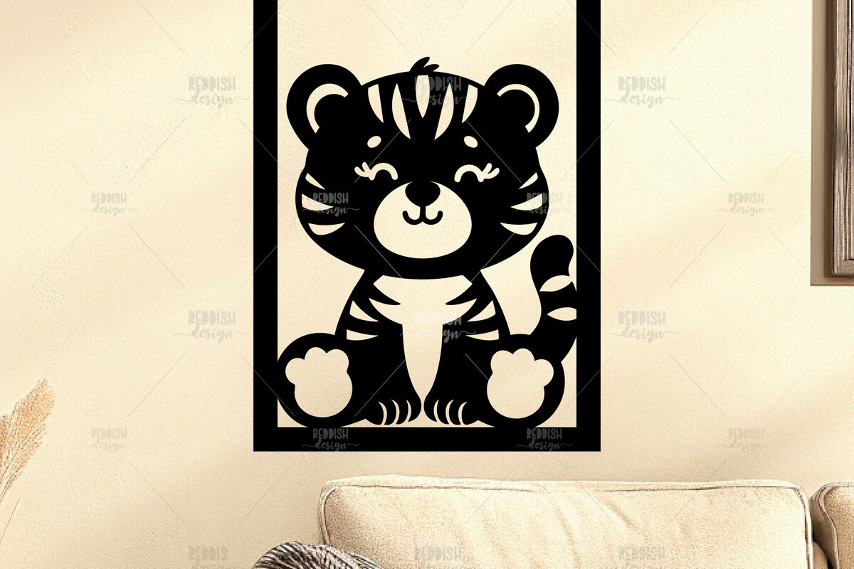 Intra απο ξύλο plywood 3mm-4mm πάχος – Tiger Wall Art for Nursery Room Deco Δίασταση  40x30 cm INTRAFABR-123563875