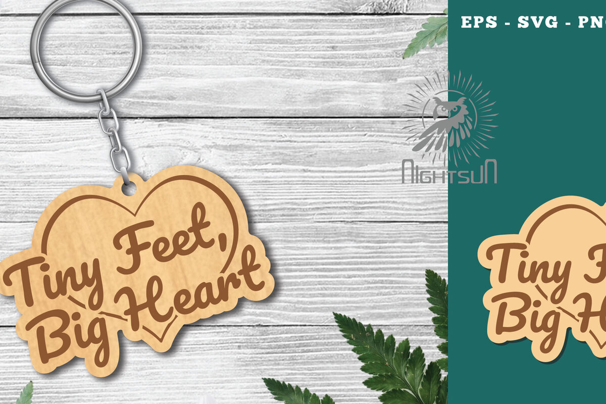 Σετ των 3 Intra απο ξύλο plywood 3mm-4mm πάχος – Tini Feet, Μπρελόκ Big Heart Δίασταση  5x5 cm INTRAFABR-118403163