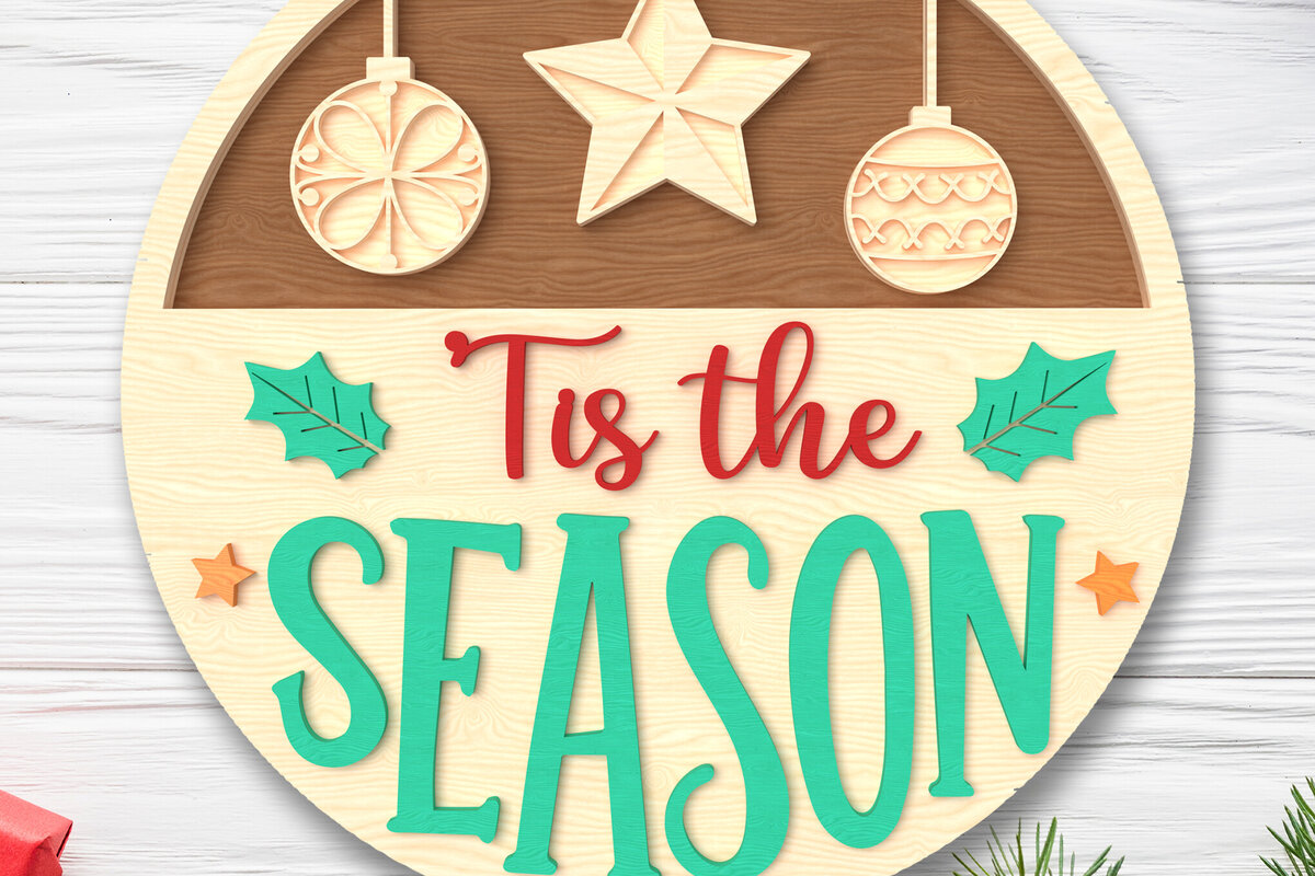 Σετ των 2 Intra απο ξύλο plywood 3mm-4mm πάχος – Αυτή είναι η εποχή των Χριστουγέννων Δίασταση  20x20 cm INTRAFABR-107375542