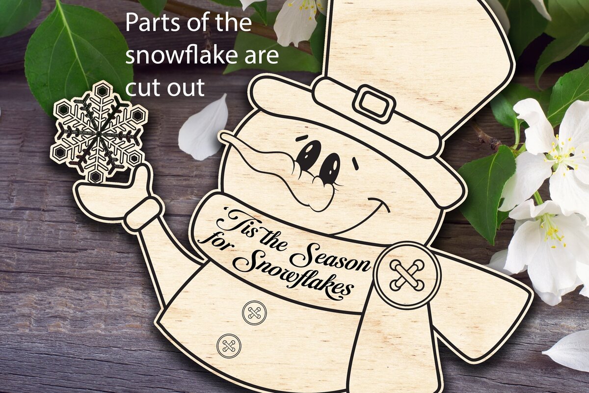 Σετ των 2 Intra απο ξύλο plywood 3mm-4mm πάχος – Αυτή είναι η εποχή για το σημάδι των νιφάδων χιονιού Δίασταση  20x20 cm INTRAFABR-32693066