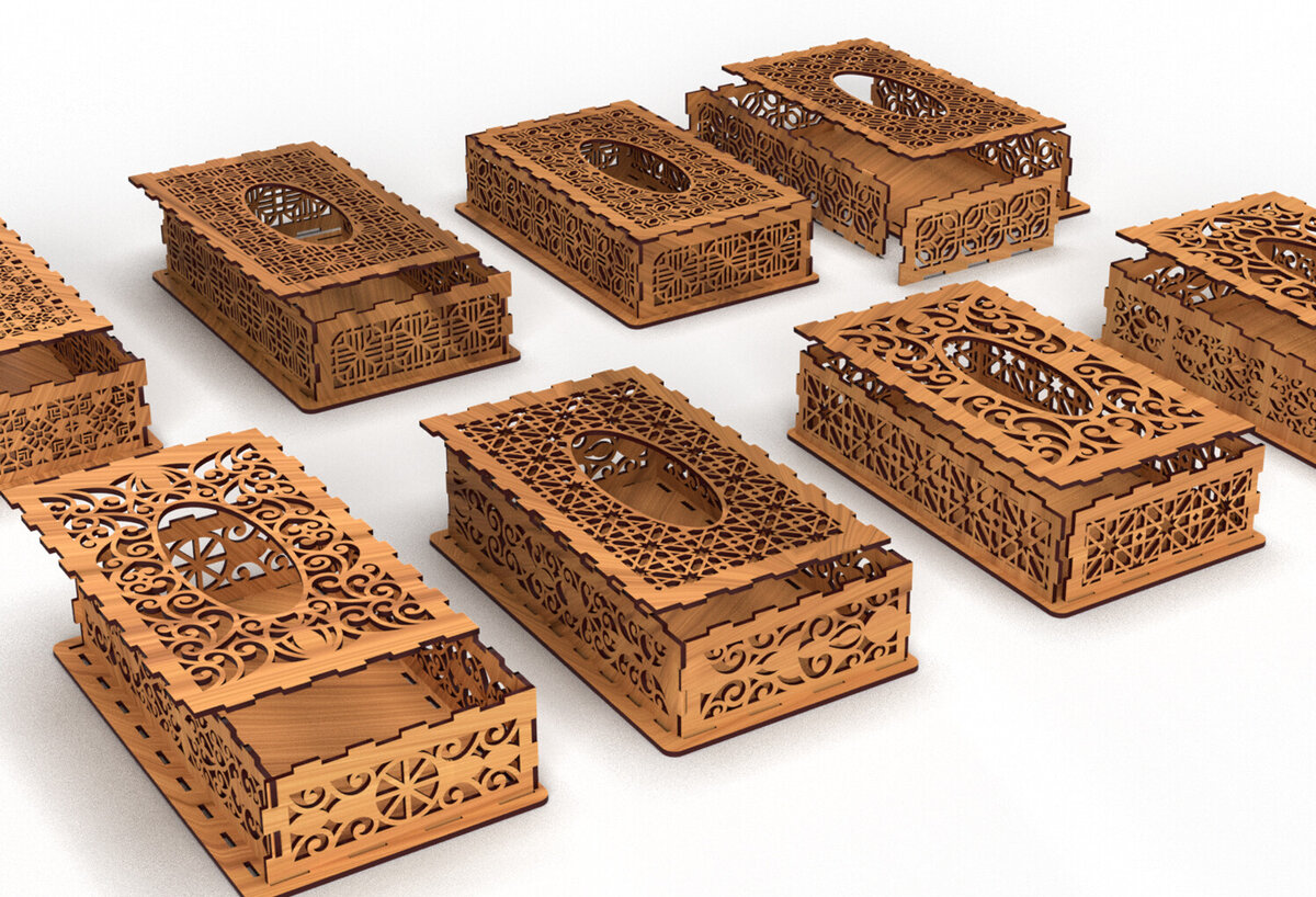 Σετ των 2 Intra απο ξύλο plywood 3mm-4mm πάχος – ΠακέτοTissue Box Δίασταση  20x20 cm INTRAFABR-81582564