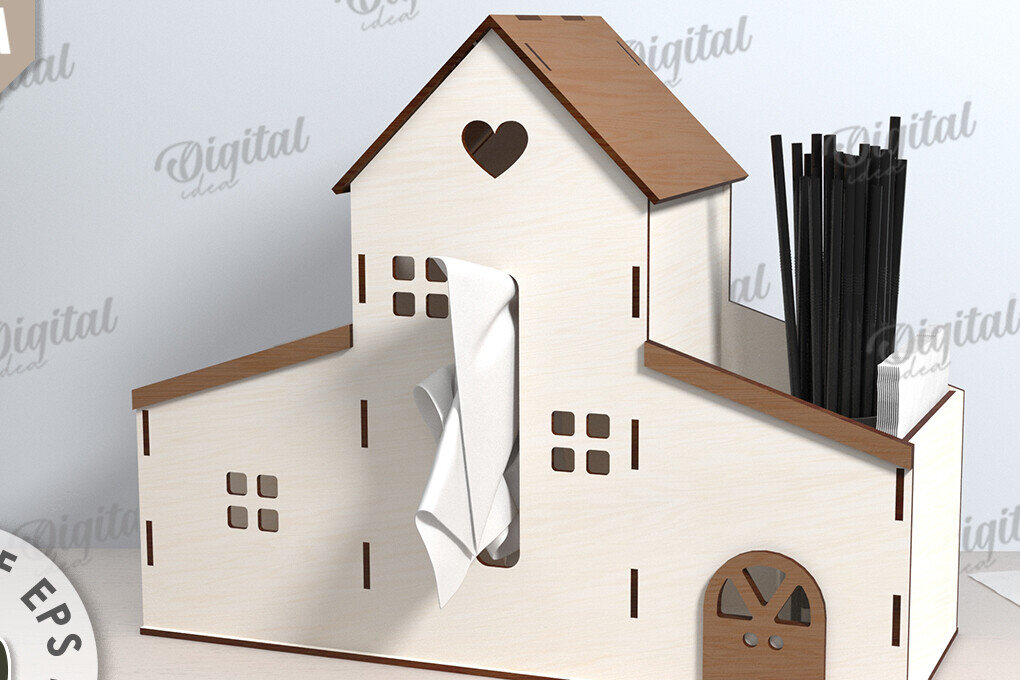 Σετ των 2 Intra απο ξύλο plywood 3mm-4mm πάχος – Tissue Box Κοπή Laser. Στήριγμα ιστού Δίασταση  20x20 cm INTRAFABR-116900286