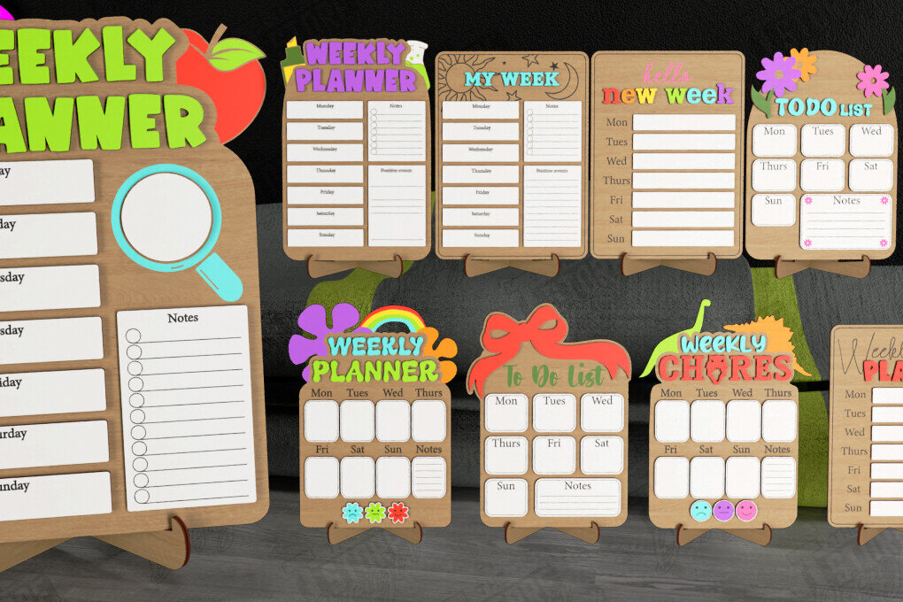 Σετ των 2 Intra απο ξύλο plywood 3mm-4mm πάχος – Πακέτο πίνακα εργασιών | Εβδομαδιαίος προγραμματιστής Δίασταση  20x20 cm INTRAFABR-112678965