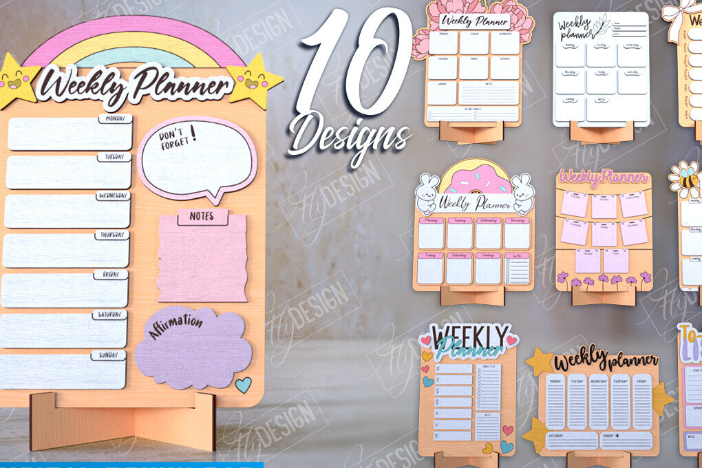 Σετ των 2 Intra απο ξύλο plywood 3mm-4mm πάχος – Πακέτο πίνακα εργασιών | Εβδομαδιαίος προγραμματιστής Δίασταση  20x20 cm INTRAFABR-112625855