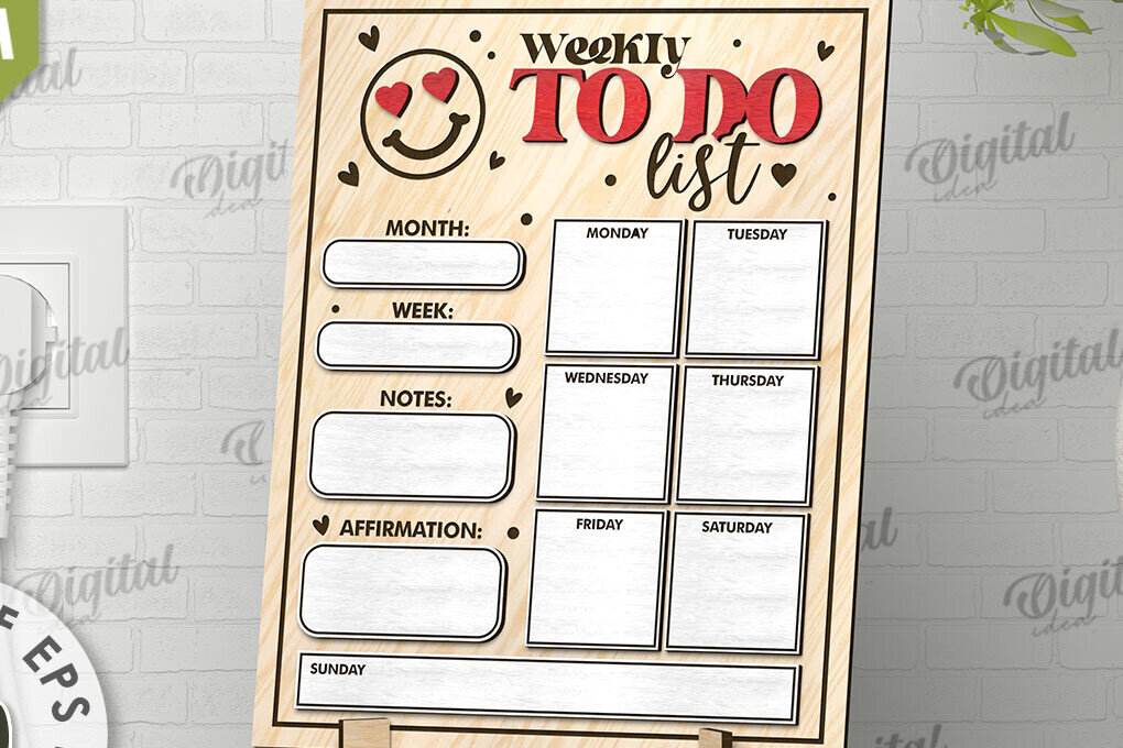 Σετ των 2 Intra απο ξύλο plywood 3mm-4mm πάχος – To Do List Σχεδιασμός κοπής με λέιζερ σανίδας Δίασταση  20x20 cm INTRAFABR-108836094