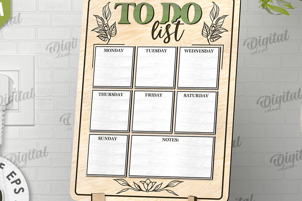 Σετ των 2 Intra απο ξύλο plywood 3mm-4mm πάχος – To Do List Σχεδιασμός κοπής με λέιζερ σανίδας Δίασταση  20x20 cm INTRAFABR-108836196