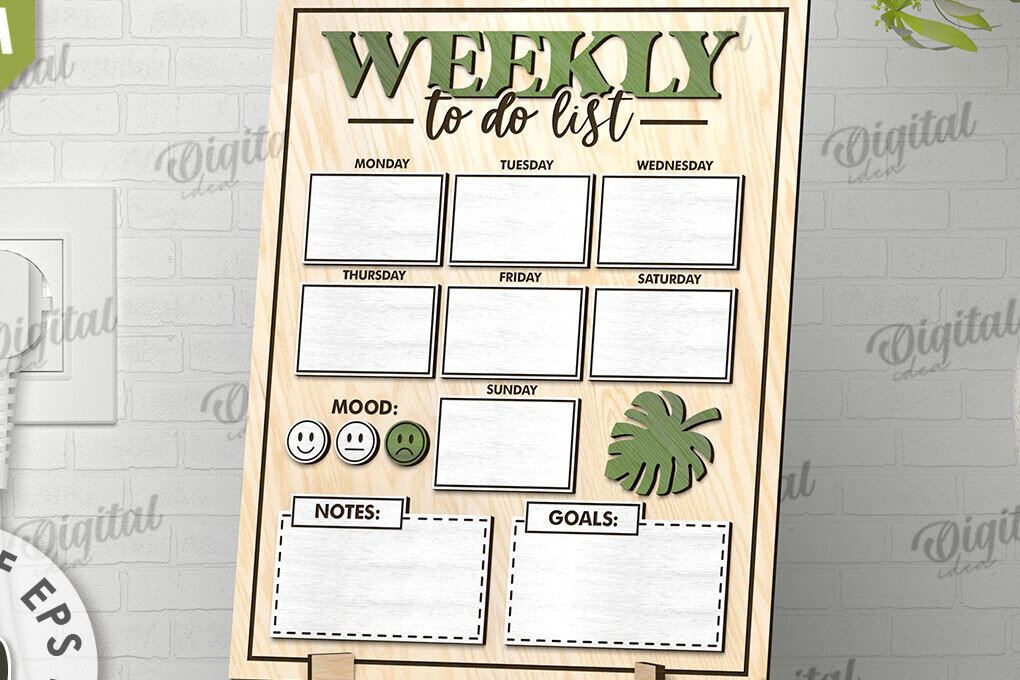 Σετ των 2 Intra απο ξύλο plywood 3mm-4mm πάχος – To Do List Σχεδιασμός κοπής με λέιζερ σανίδας Δίασταση  20x20 cm INTRAFABR-108836374