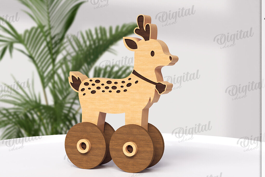 Σετ των 2 Intra απο ξύλο plywood 3mm-4mm πάχος – Παιχνίδι για νήπια με ρόδες Δίασταση  20x20 cm INTRAFABR-122195321