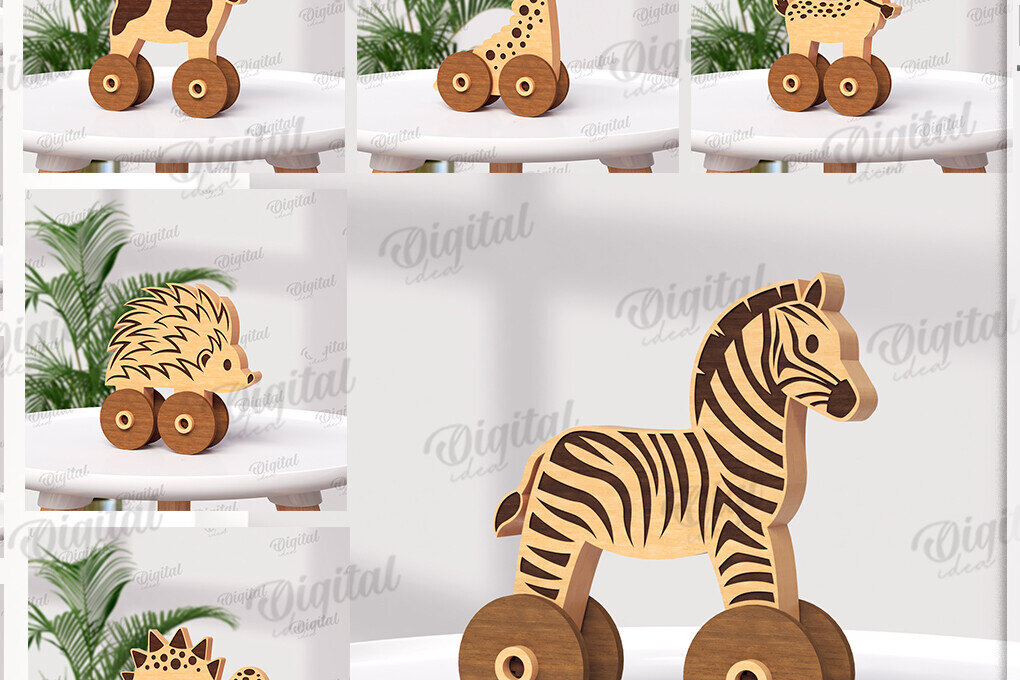 Σετ των 2 Intra απο ξύλο plywood 3mm-4mm πάχος – Πακέτο κοπής με λέιζερ Toddler Toys on Wheels Δίασταση  20x20 cm INTRAFABR-122060144