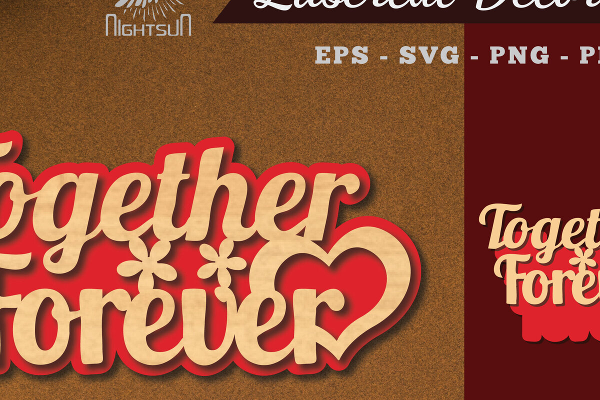 Σετ των 2 Intra απο ξύλο plywood 3mm-4mm πάχος – Together Forever Decoration Δίασταση  20x20 cm INTRAFABR-114021043