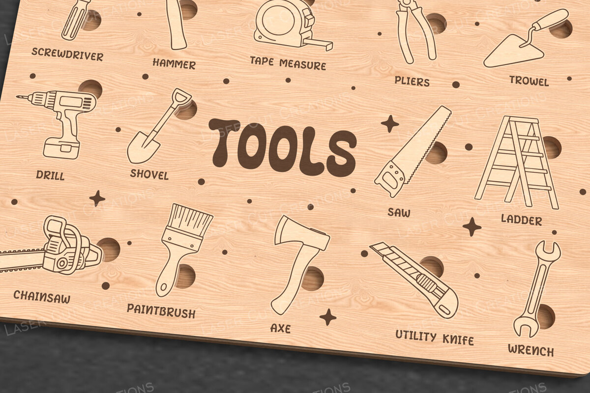 Σετ των 2 Intra απο ξύλο plywood 3mm-4mm πάχος – Εργαλεία παζλ για παιδιά - Δίασταση  20x20 cm INTRAFABR-123160768