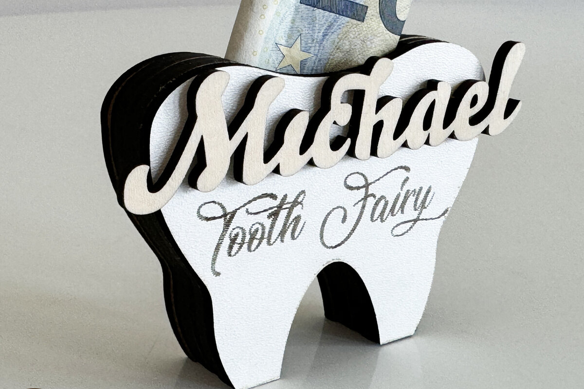 Σετ των 2 Intra απο ξύλο plywood 3mm-4mm πάχος – Διακοσμητικό κουτί Tooth Fairy Δίασταση  20x20 cm INTRAFABR-104891564