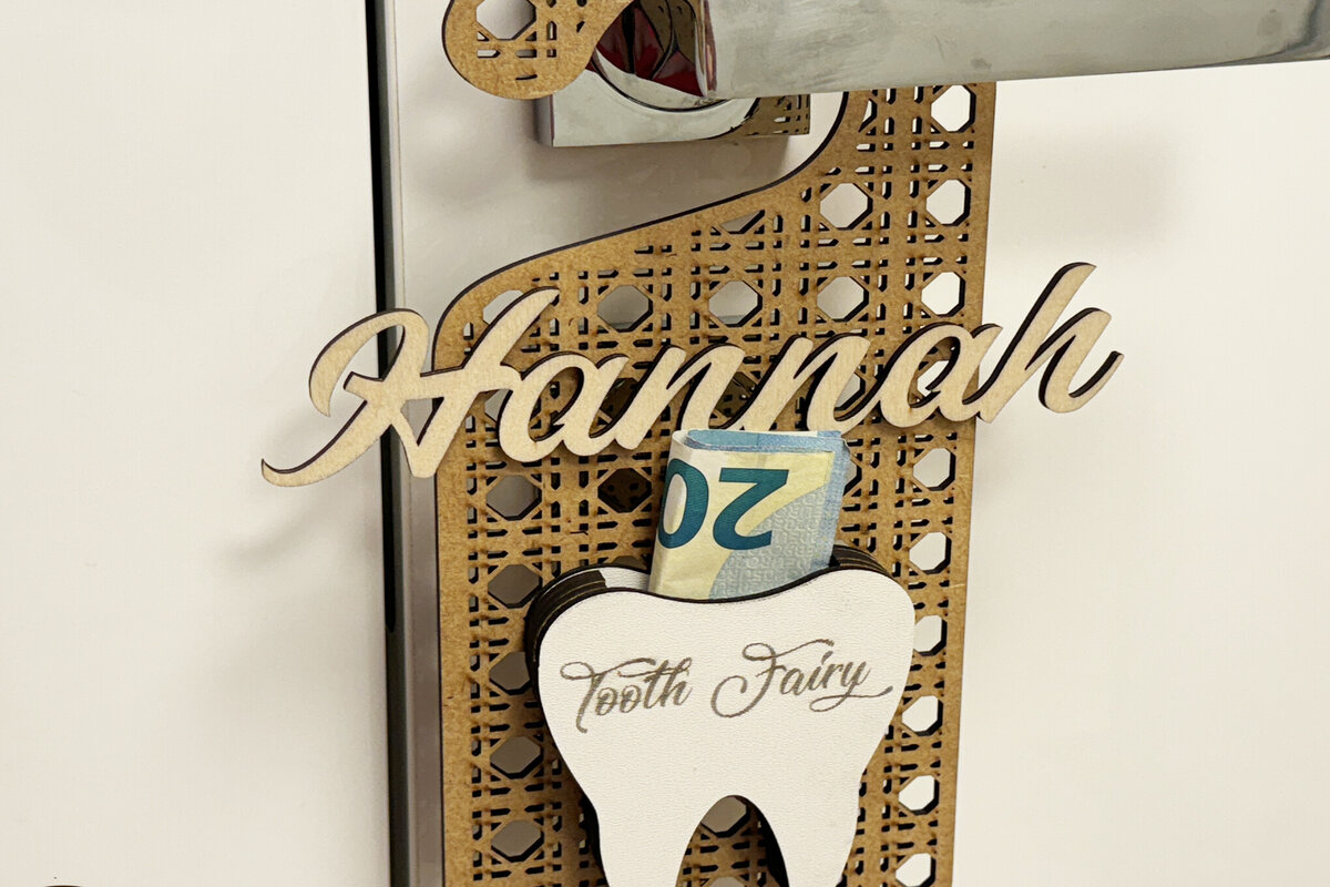 Σετ των 2 Intra απο ξύλο plywood 3mm-4mm πάχος – Πρότυπο κοπής κρεμάστρας πόρτας δοντιών νεράιδα Δίασταση  20x20 cm INTRAFABR-105475008