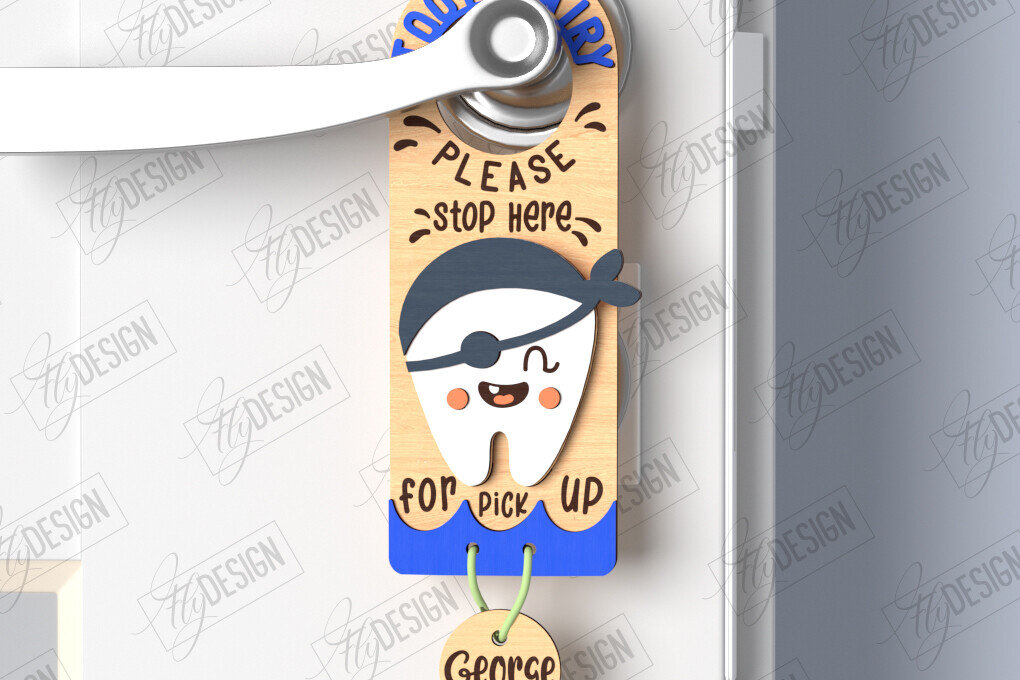 Σετ των 2 Intra απο ξύλο plywood 3mm-4mm πάχος – Tooth Fairy Door Hanger| CNC Δίασταση  20x20 cm INTRAFABR-122534941