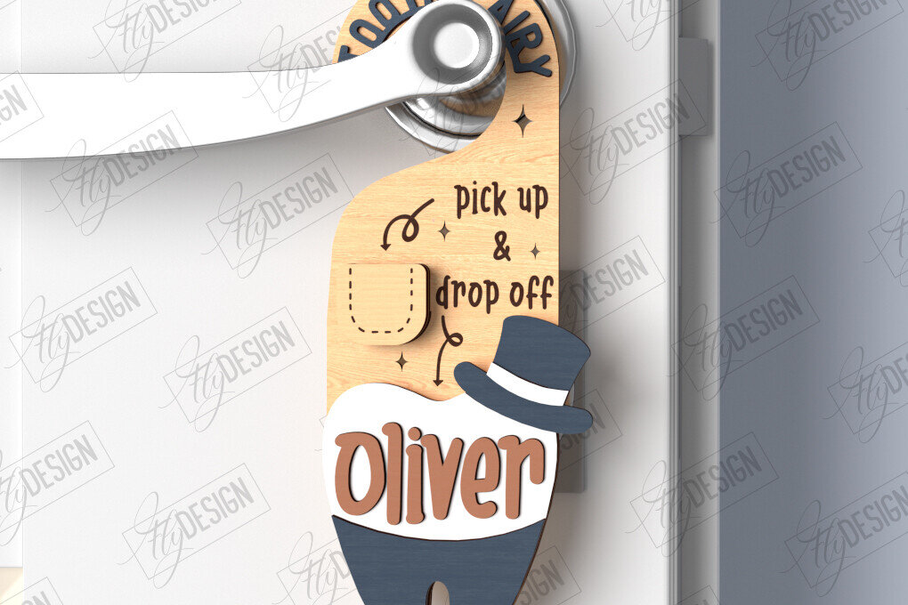 Σετ των 2 Intra απο ξύλο plywood 3mm-4mm πάχος – Tooth Fairy Door Hanger| CNC Δίασταση  20x20 cm INTRAFABR-122534947