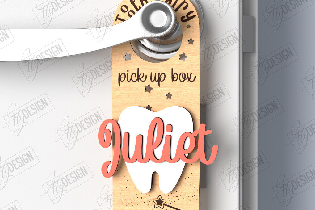 Σετ των 2 Intra απο ξύλο plywood 3mm-4mm πάχος – Tooth Fairy Door Hanger| CNC Δίασταση  20x20 cm INTRAFABR-122888284