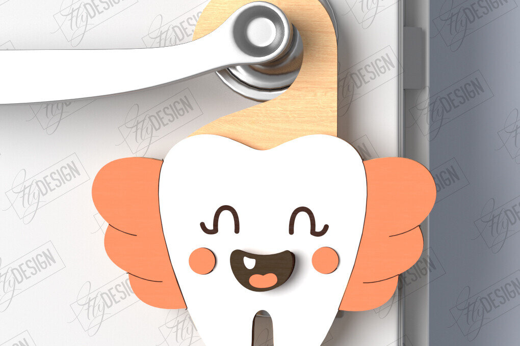 Σετ των 2 Intra απο ξύλο plywood 3mm-4mm πάχος – Tooth Fairy Door Hanger| CNC Δίασταση  20x20 cm INTRAFABR-122888289