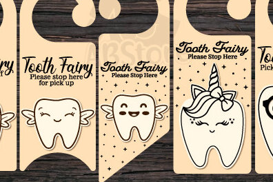 Σετ των 2 Intra απο ξύλο plywood 3mm-4mm πάχος – Tooth Fairy Door Hanger File Laser Δίασταση  20x20 cm INTRAFABR-99468927