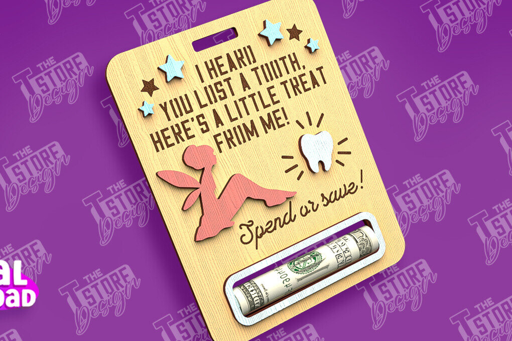 Intra απο ξύλο plywood 3mm-4mm πάχος – Tooth Fairy Money Card | Childs Design Δίασταση  40x30 cm INTRAFABR-97087371