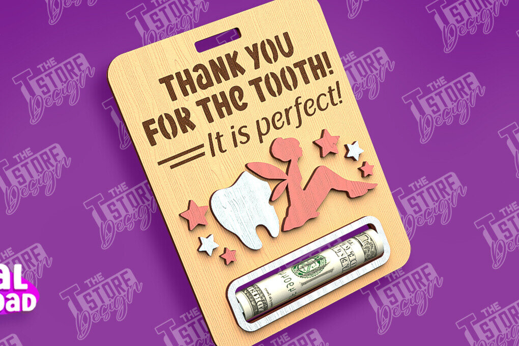 Intra απο ξύλο plywood 3mm-4mm πάχος – Tooth Fairy Money Card | Childs Design Δίασταση  40x30 cm INTRAFABR-97087376