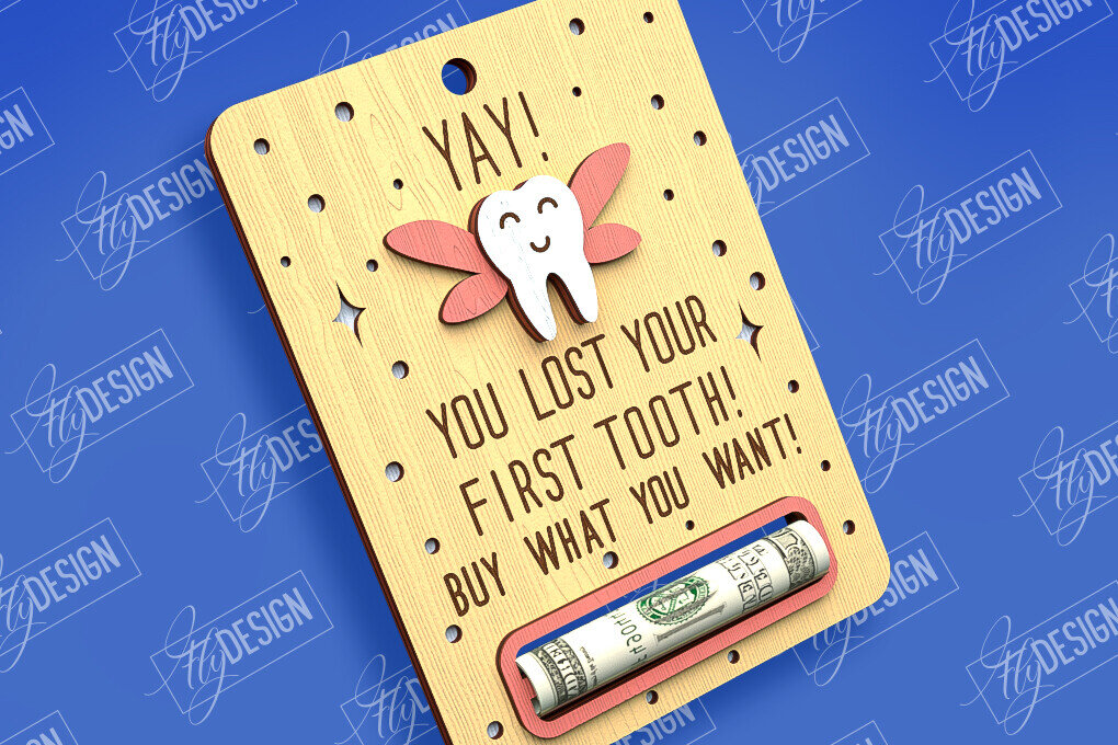 Intra απο ξύλο plywood 3mm-4mm πάχος – Tooth Fairy Money Card | Childs Design Δίασταση  40x30 cm INTRAFABR-97086047