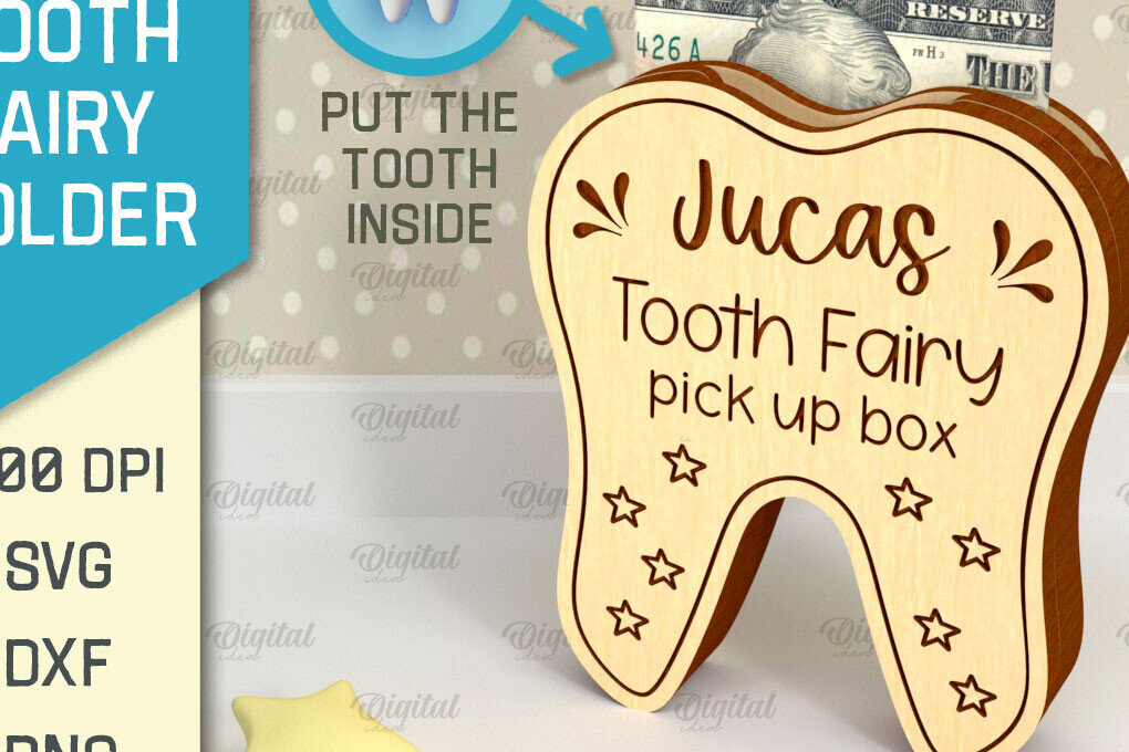 Σετ των 2 Intra απο ξύλο plywood 3mm-4mm πάχος – Tooth Fairy Money Holder Cut Laser Δίασταση  20x20 cm INTRAFABR-95102622