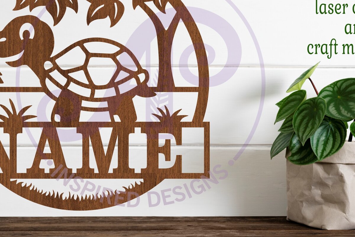 Σετ των 2 Intra απο ξύλο plywood 3mm-4mm πάχος – Σήμα ονόματος χελώνας Δίασταση  20x20 cm INTRAFABR-100499202