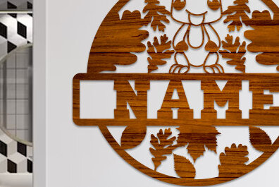 Σετ των 2 Intra απο ξύλο plywood 3mm-4mm πάχος – Σήμα ονόματος χελώνας Δίασταση  20x20 cm INTRAFABR-75739978