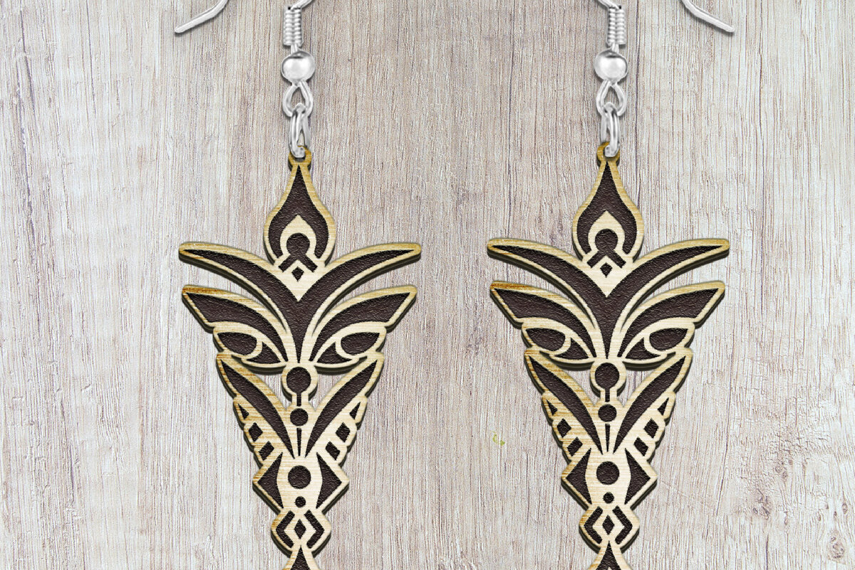 Σετ των 3 Intra απο ξύλο plywood 3mm-4mm πάχος – Σκουλαρίκια Totem Κοπή Laser. Σκουλαρίκια Boho Δίασταση  5x5 cm INTRAFABR-121146515