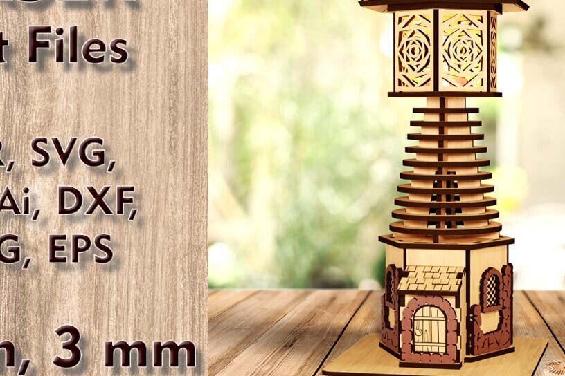 Σετ των 2 Intra απο ξύλο plywood 3mm-4mm πάχος – Θήκη κεριού Tower Tea Light Cut Laser Δίασταση  20x20 cm INTRAFABR-121051478