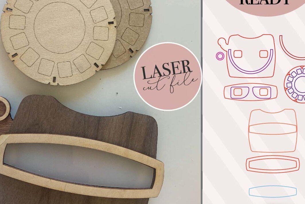 Σετ των 2 Intra απο ξύλο plywood 3mm-4mm πάχος – Παιχνίδι Προβολέας Laser Δίασταση  20x20 cm INTRAFABR-72245110