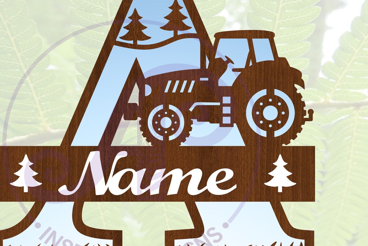 Σετ των 2 Intra απο ξύλο plywood 3mm-4mm πάχος – Μονόγραμμα τρακτέρ Letter a Δίασταση  20x20 cm INTRAFABR-70480747