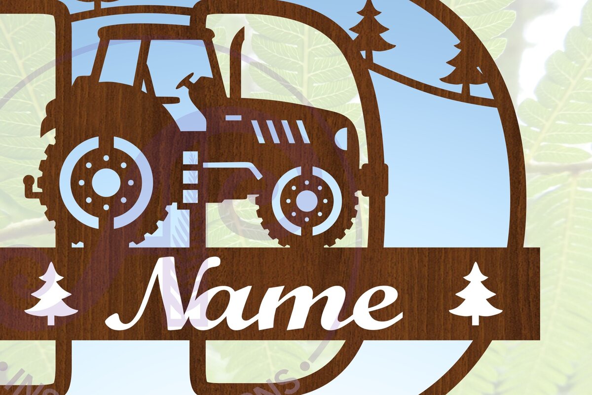 Σετ των 2 Intra απο ξύλο plywood 3mm-4mm πάχος – Μονόγραμμα τρακτέρ Γράμμα D Αποκοπή αρχείου Δίασταση  20x20 cm INTRAFABR-70480850