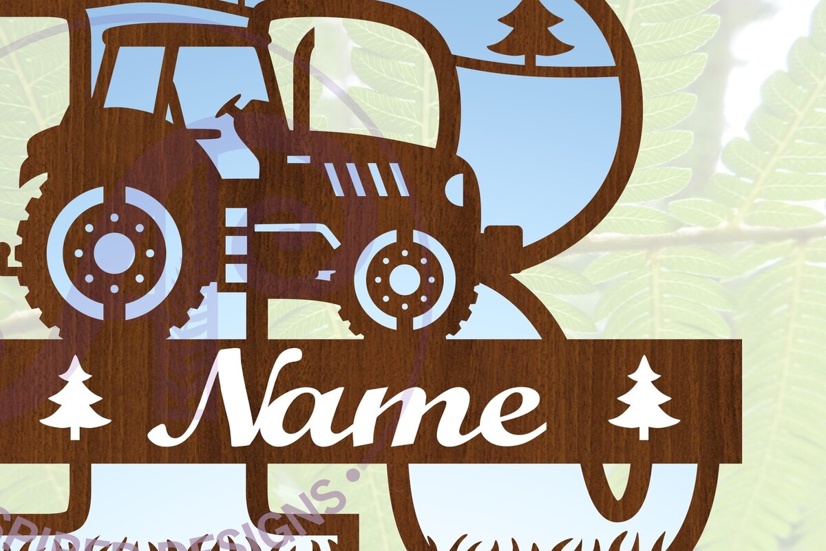 Σετ των 2 Intra απο ξύλο plywood 3mm-4mm πάχος – Μονόγραμμα τρακτέρ Letter R Δίασταση  20x20 cm INTRAFABR-70481324